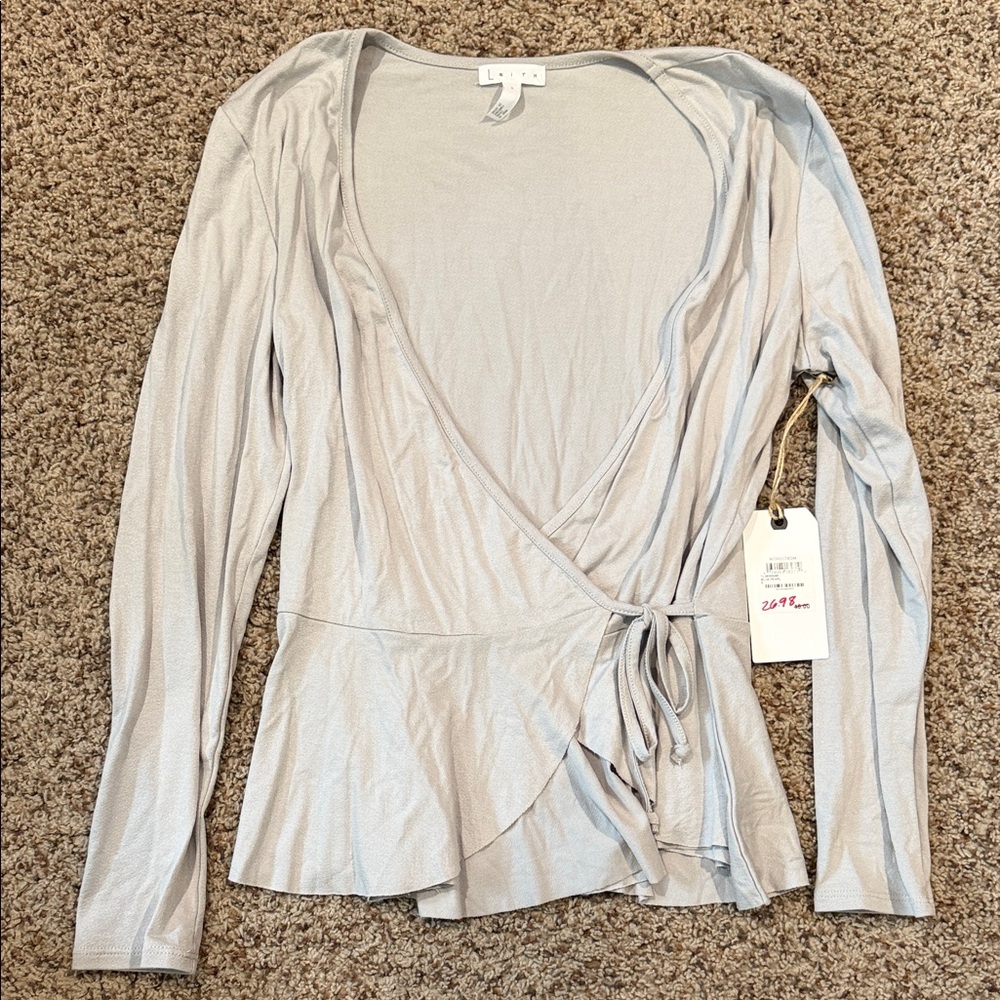 Elegant Gray Wrap Top
